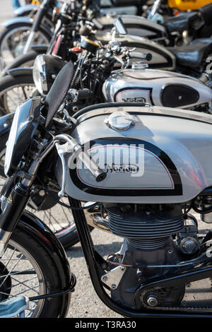Row of Norton motorcycles. Classic british motorcycles Stock Photo