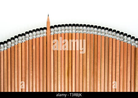Sorted in a neatly organized pencil and eraser at the end Stock Photo