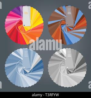 Illustration of color palettes guide for home interior designer-warm colors-monotone and black and white colors, vector illustration Stock Vector