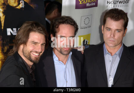 LOS ANGELES, CA. October 06, 2002: Actors RAY LIOTTA (right) & JASON PATRIC with producer TOM CRUISE (left) at the premiere of their new movie NARC, which Cruise produced. The movie was the closing film for the Hollywood Film Festival. © Paul Smith / Featureflash Stock Photo