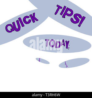 Word writing text Quick Tips. Business photo showcasing small but particularly useful piece of practical advice Geometric Blue Oval Shape on White Iso Stock Photo
