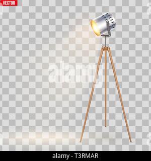 Decorative Spotlight Floor Lamp Tripod Stock Vector