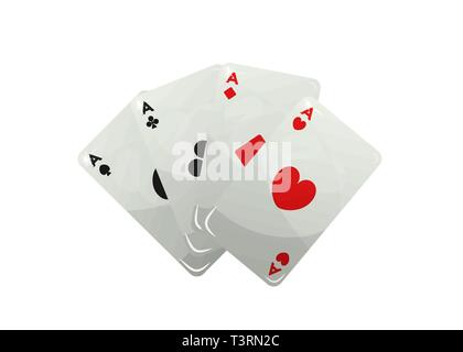 Poker cards. Vector illustration. Set of aces Stock Vector