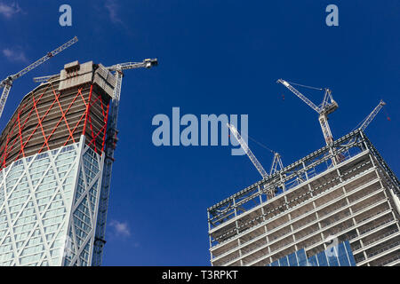 1 Bank Street and Newfoundland Quay skyscrapers construction site, Cannary Warf, London Stock Photo
