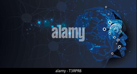 Conceptual technology illustration of artificial intelligence. Abstract futuristic background Stock Vector