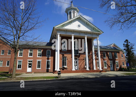 Exterior of the Warren County Courthouse in Belivere, New Jersey. It was built in 1826. Stock Photo