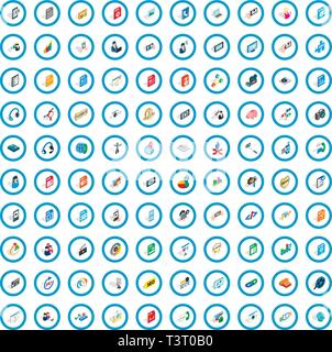 100 social media icons set, isometric 3d style Stock Vector