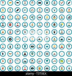 100 social media icons set, flat style Stock Vector