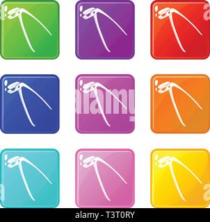 Medical pliers icons set 9 color collection Stock Vector