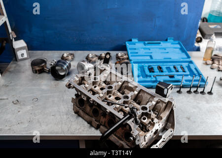 the mechanic opened the locking valve mechanism. Disassemble engine ...