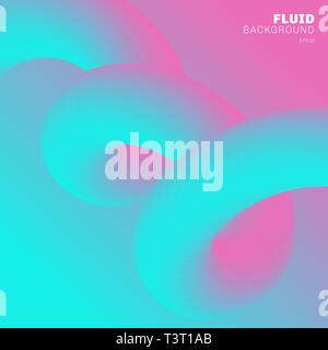 Abstract modern Background trendy vibrant gradient color. Flow Shape pink and blue color 3D with spiral liquid or twisted fluid. You can use for broch Stock Vector