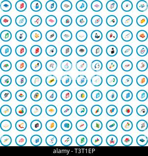 100 software icons set, isometric 3d style Stock Vector