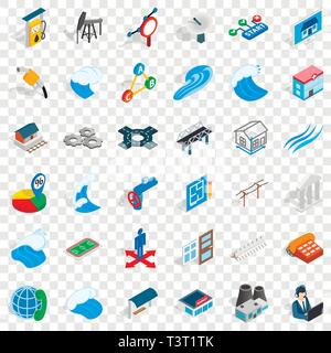 Electricity icons set, isometric style Stock Vector