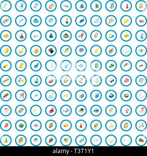 100 solar icons set, isometric 3d style Stock Vector
