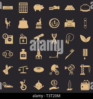 Number balance icons set, simple style Stock Vector