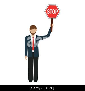 business man with stop sign in hand vector illustration EPS10 Stock Vector