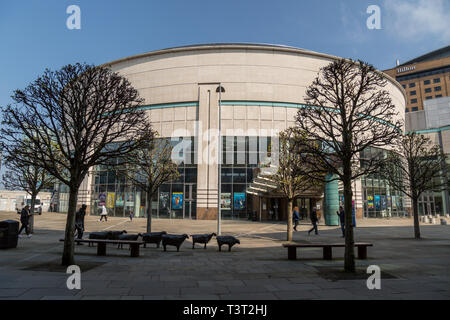 Part of the ICC Waterfront Hall Conference Centre in the centre of Belfast, Northern Ireland. Stock Photo