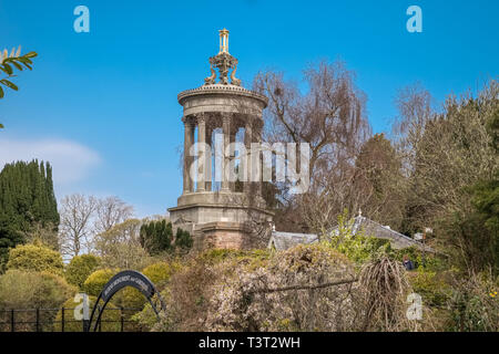 Alloway, Scotland, UK - April 09, 2019:  Burns Memorial in Alloway near Ayr Scotland appealing for donations for the restoration of nearby Burns Cotta Stock Photo