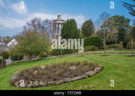Alloway, Scotland, UK - April 09, 2019:  Burns Memorial and gardens in Alloway near Ayr Scotland appealing for donations for the restoration of nearby Stock Photo