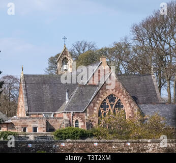 Alloway, Scotland, UK - march 07, 2019:  From Burns Memorial in Alloway near Ayr Scotland looking over to the magnificent rear buildings of Alloway Pa Stock Photo
