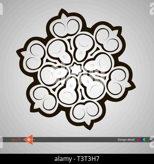 Isolated symmetrical pattern. Abstract round monochrome object. Vector illustration without gradient Stock Vector