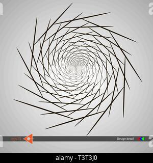 Design spiral patterns of lines. Abstract monochrome round background. Vector illustration without gradient Stock Vector