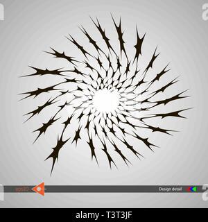 Design spiral patterns of stars. Abstract monochrome round background. Vector illustration without gradient Stock Vector