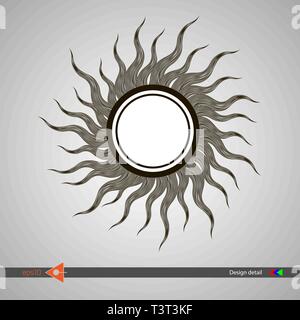 Isolated symmetrical pattern of wavy lines. Abstract round frame. Vector illustration Stock Vector