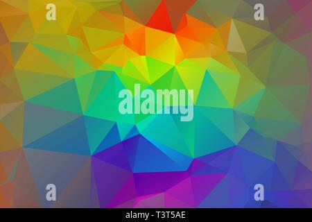 Multicoloured Rainbow abstract background of triangles. Stock Vector