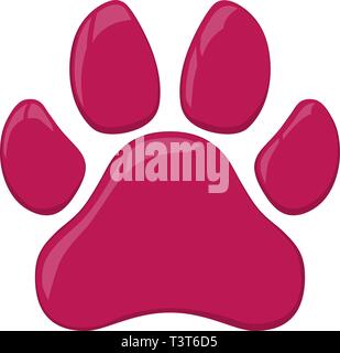 Pink cat or dog paw print isolated vector illustration Stock Vector