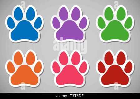 Animal paw print isolated vector illustration sticker Stock Vector