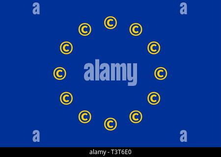 European Union flag with copyright symbols instead of stars Stock Vector