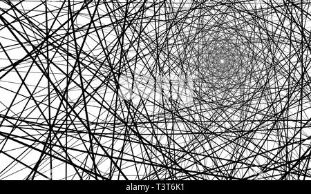 Background of lines are twisted in a spiral. Black lines on white background Stock Vector