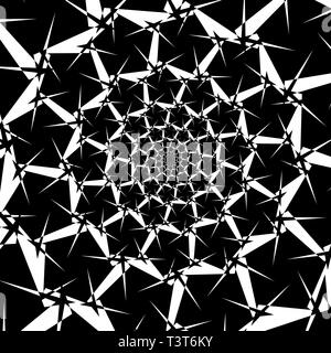 Isolated spirals of star hexagons on white square background. design element. Stock Vector