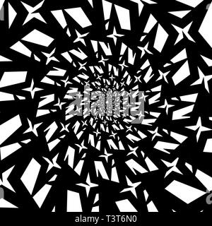 Isolated spirals of star hexagons on white square background. design element. Stock Vector
