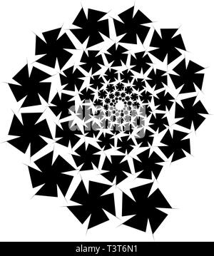 Isolated spirals of star hexagons on white square background. design element. Stock Vector