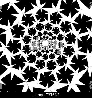Isolated spirals of star hexagons on white square background. design element. Stock Vector