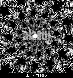 Isolated spirals of star hexagons on white square background. design element. Stock Vector