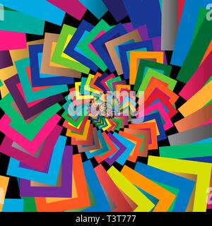 Festive dark abstract background. Multicolor rotating pattern Stock Vector