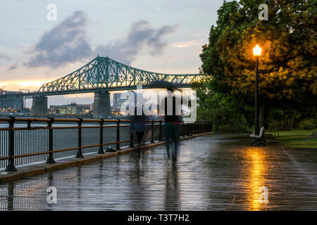 Blurred view of people on Montreal waterfront, Quebec, Canada Stock Photo
