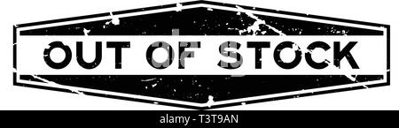 Grunge black out of stock word hexagon rubber seal stamp on white background Stock Vector