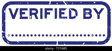 Grunge blue verified by word with dot line for signature square rubber seal stamp on white background Stock Vector