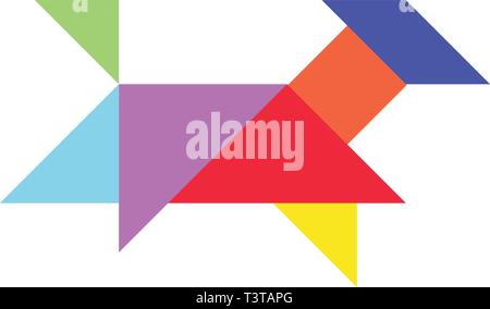 Tangram puzzle in goat shape on white background (Vector) Stock Vector