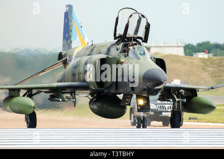 Hellenic Air Force McDonnell Douglas RF-4 Phantom II photo-reconnaissance jet plane with special paint scheme. 348 MTA squadron Stock Photo