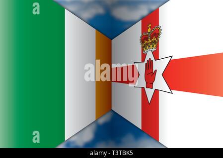 Eire vs Northern Ireland flags, vector illustration Stock Vector