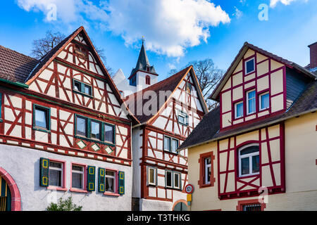 Zwingenberg lies in the Bergstrasse district in southern Hesse, Germany and is the oldest town on the Hessian Bergstrasse Stock Photo