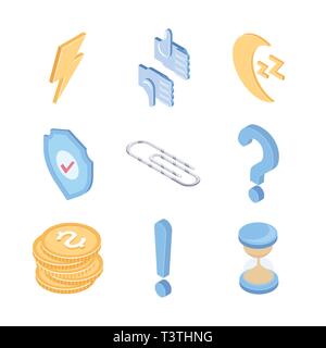 Business and social media - vector colorful isometric elements Stock Vector