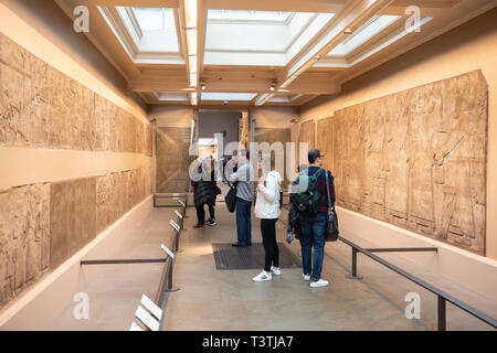 Walkway through the Assyrian Gallery, The British Museum, Stock Photo