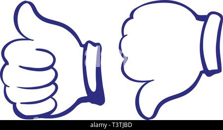 like and dislike, thumbs up sign icon. vector illustration sketch Stock Vector