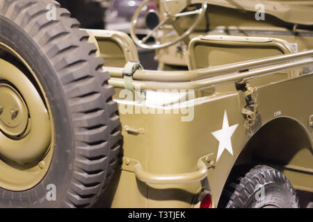 American military vintage vehicle of WW2 close up Stock Photo